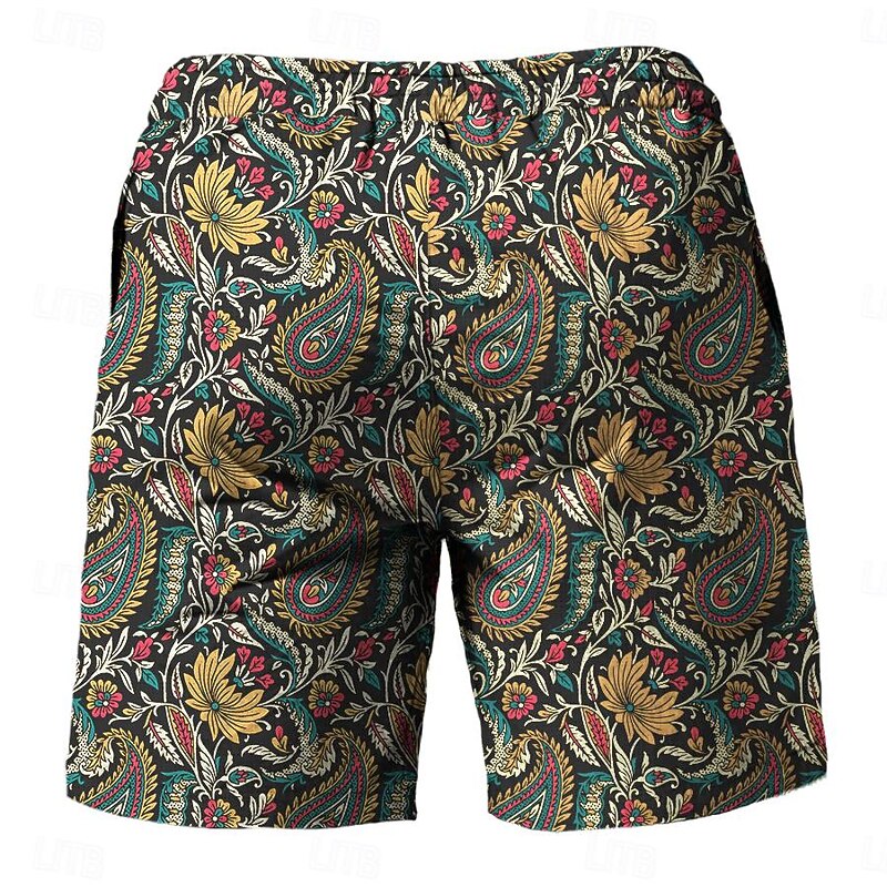 Men's Paisley Gradient Sweat Shorts Beach Shorts Terry Shorts Mid Waist Casual Athleisure Daily Holiday Streetwear Drawstring Elastic Waist 3D Print Designer Clothing Apparel2