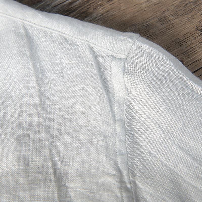 Men's Shirt Linen Shirt Casual Shirt Cotton Shirt Plain Street Hawaiian Black White Khaki Gray Short Sleeve V Neck Summer Clothing Apparel Button-Down3