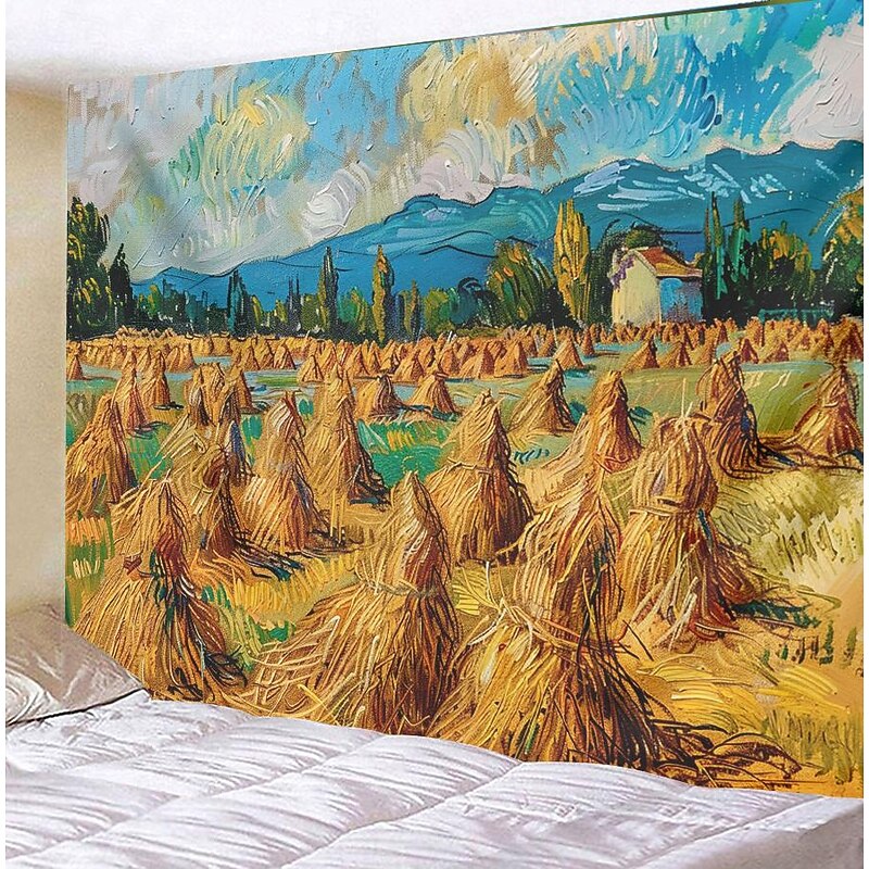 Oil Painting Lotus Hanging Tapestry Wall Art Large Tapestry Mural Decor Photograph Backdrop Blanket Curtain Home Bedroom Living Room Decoration