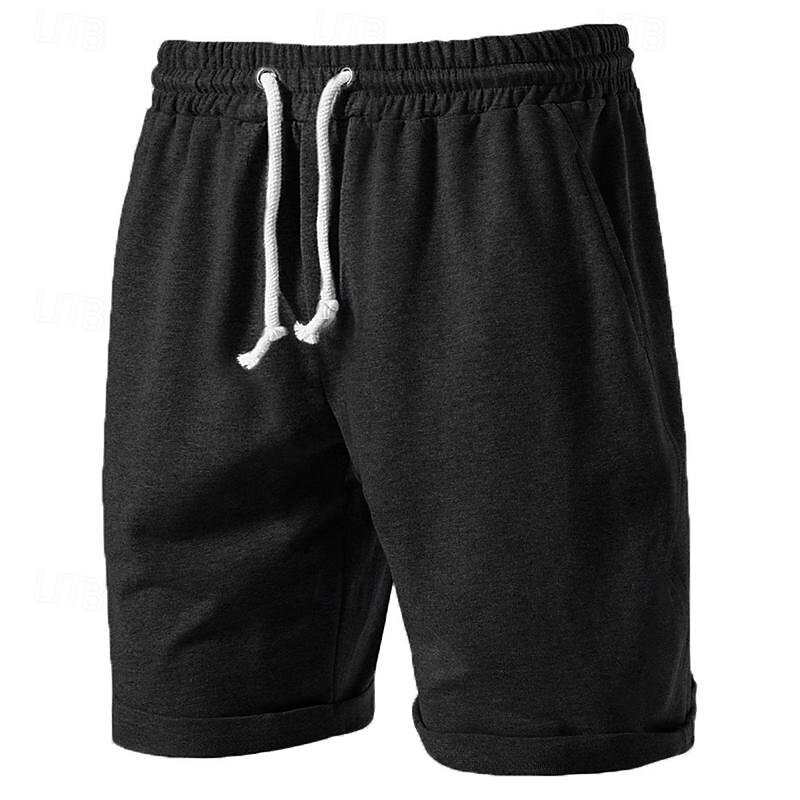 Men's Sweat Shorts Shorts Bermuda shorts Drawstring Elastic Waist Plain Comfort Sports Knee Length Outdoor Daily Fashion Streetwear Black Green Micro-elastic2