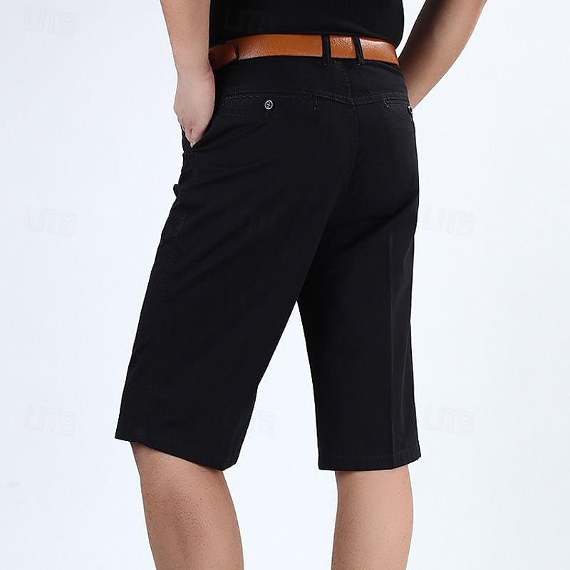 Men's Capri Pants Dress Shorts Work Shorts Solid Color Wrinkle Resistant Calf-Length Casual Weekend Casual Black Army Green High Waist Micro-elastic2