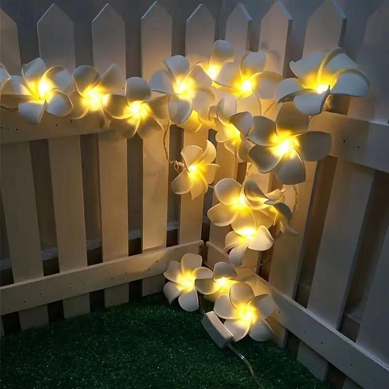 Elegant Wedding Reception Party Plumeria Fairy Lights, 1.5m Flower String Lights for Christmas Weddings & Home Decorations