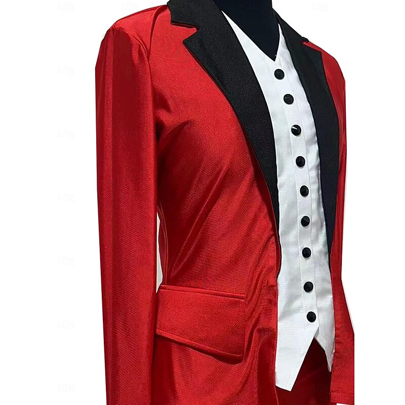 Figure Skating Jacket with Pants Men's Boys Ice Skating Jacket Outfits Bottoms Red Spandex Micro-elastic Training Skating Wear Classic Long Sleeve Ice Skating Figure Skating4