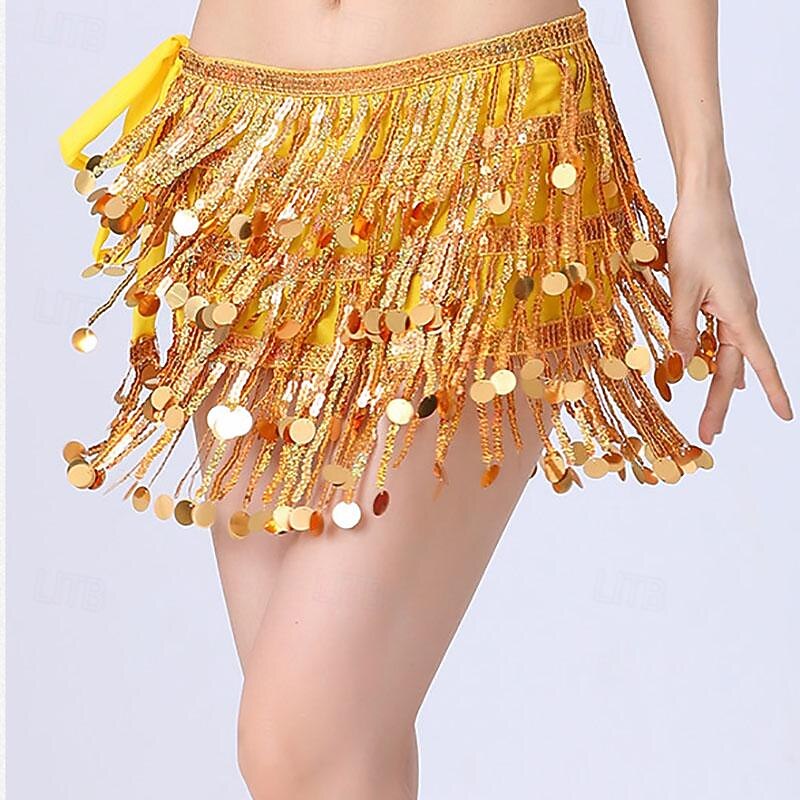 Belly Dance Dance Accessories Belt Glitter Cinch Cord Pure Color Women's Performance Training High Polyester Sequined