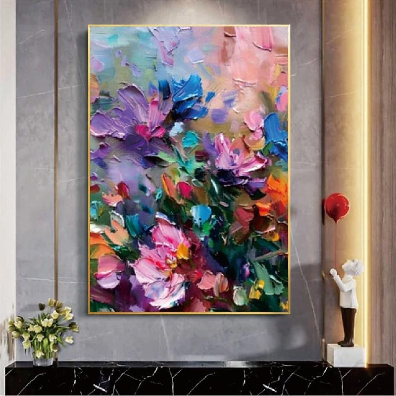 3D Thick Landscape Painting Art Hand Painted Knife Landscape Oil Painting Canvas Wall Art Abstract Flower painting Art for Living Room bedroom hotel wall decoration2