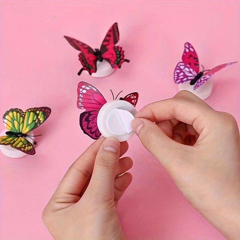 10pcs 3D Night Light Color Changing Cute Butterfly LED Night Light, Suitable for Bedroom, Bathroom, Toilet, Stairs, Kitchen, Hallway, Compact Nightlight, Warm White2