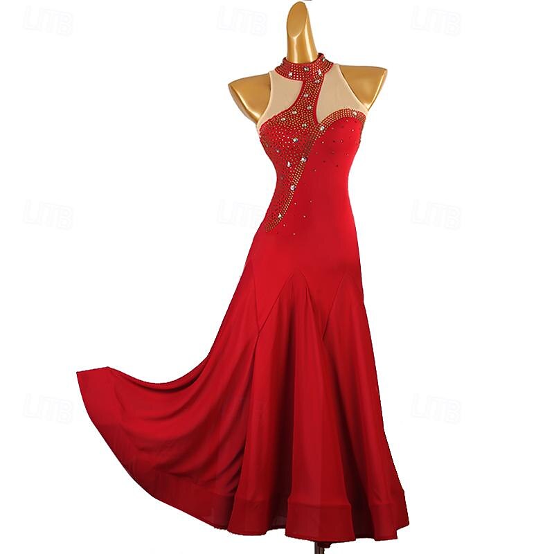 Ballroom Dance Dress Crystals / Rhinestones Women's Performance Daily Wear Sleeveless Spandex3