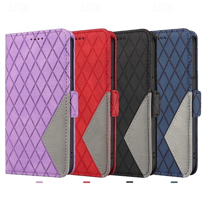 Phone Case For iPhone 16 15 14 Pro Max Plus 13 12 11 Pro Max Mini Wallet Case Magnetic Full Body Protective Kickstand Geometric Pattern TPU PU Leather2