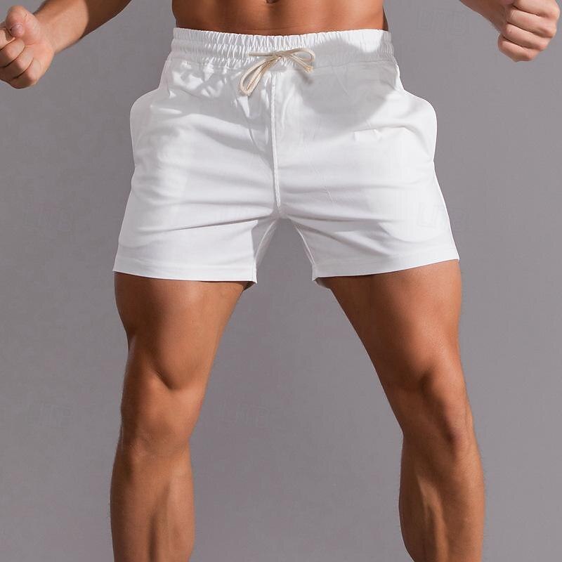Men's Athletic Shorts Shorts Summer Shorts Work Shorts Pocket Drawstring Elastic Waist Plain Comfort Breathable Short Outdoor Sports Classic Casual White Pink4