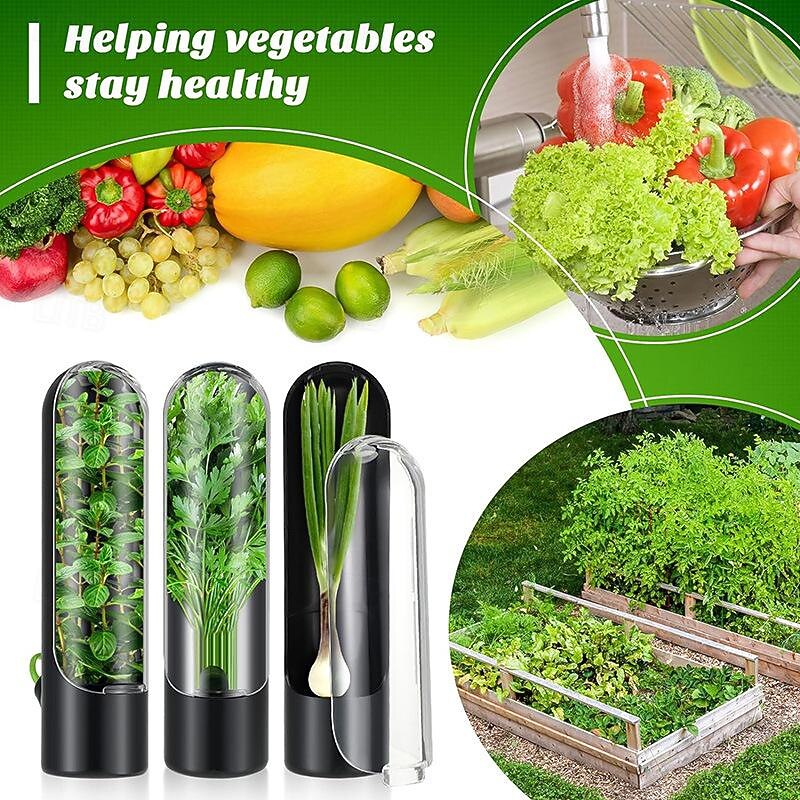 Kitchen Containers, Fresh Herb Saver Pod - Keep Herbs Fresh For Weeks In The Refrigerator - Keeps Cilantro, Mint, Parsley, Asparagus Fresh And Flavorful - Kitchen Storage Cup - Vanilla Keep-Fresh Cup2