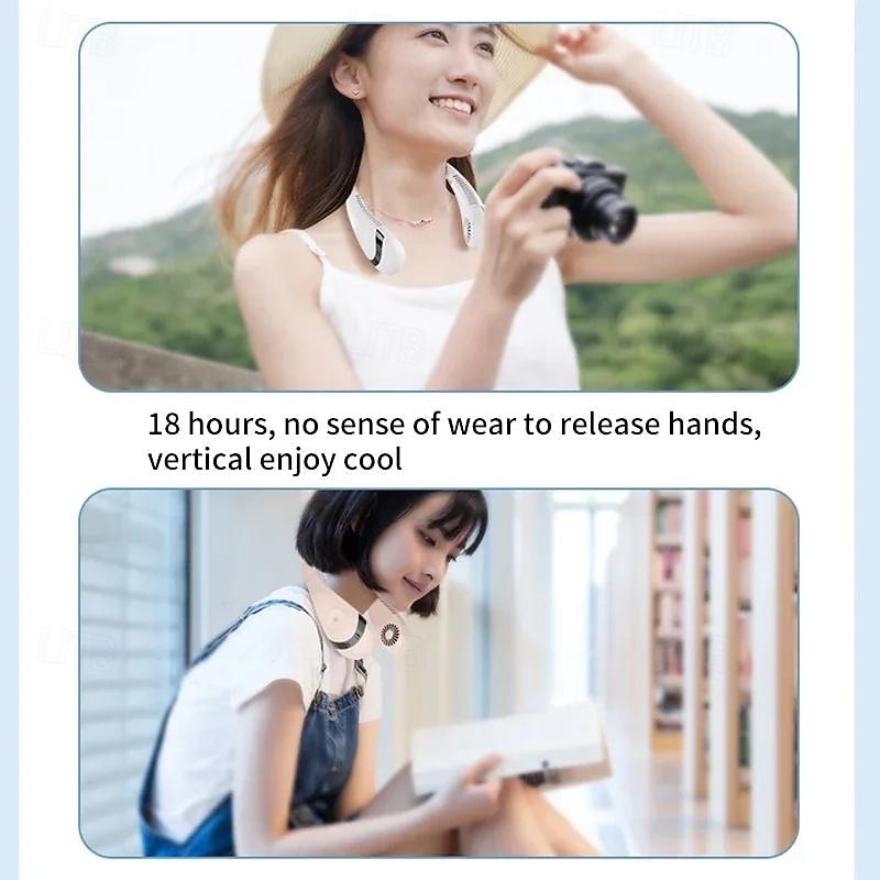 Foldable Hanging Neck Fan – Bladeless USB Rechargeable Mute Air Cooling Fan for Sport and Travel3