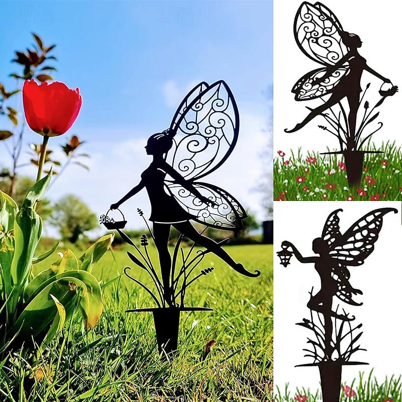 Garden Fairies Metal Garden Art. Fairy Aurora is a Spring Garden Fairy. Metal Outdoor Decor for Your Patio Pots Lawn Flower Beds or Yard. Make Your Space Magical