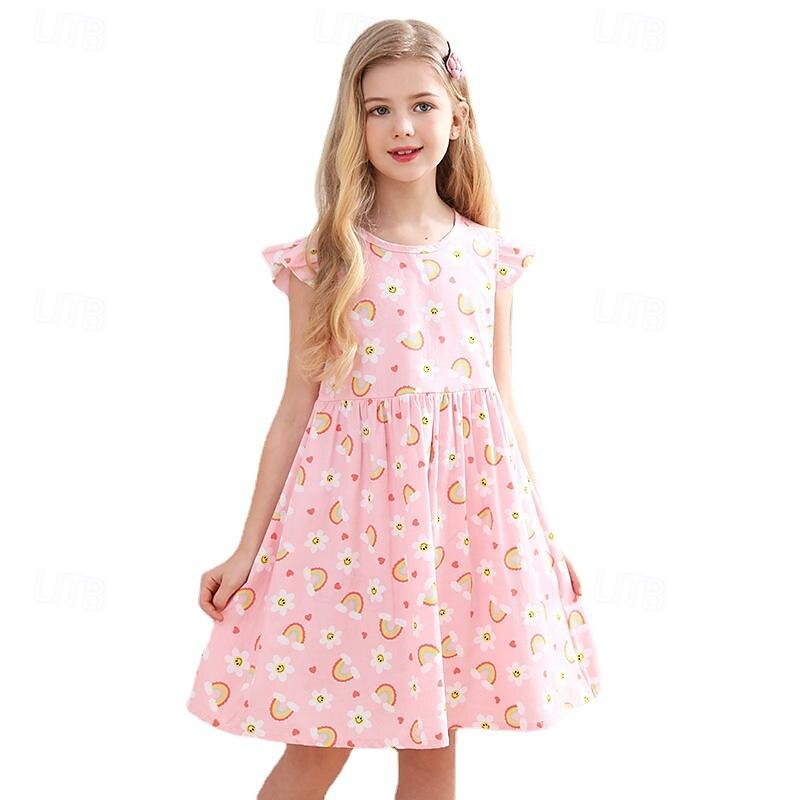 Kids Girls' Dress Solid Color Short Sleeve Party Outdoor Casual Fashion Daily Polyester Summer Spring 2-13 Years4