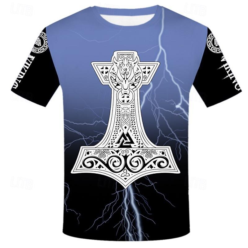 Viking Tattoo T-shirt Print 3D Graphic For Men's Adults' Carnival Masquerade 3D Print Casual Daily2