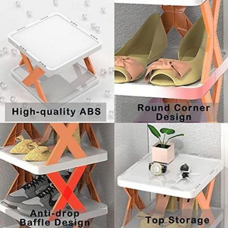 Multilayer Tier Narrow Shoe Rack, Small Vertical Shoe Stand, Space Saving DIY Free Standing Shoes Storage Organizer for Entryway, Closet, Hallway, Easy Assembly and Stable in Structure2