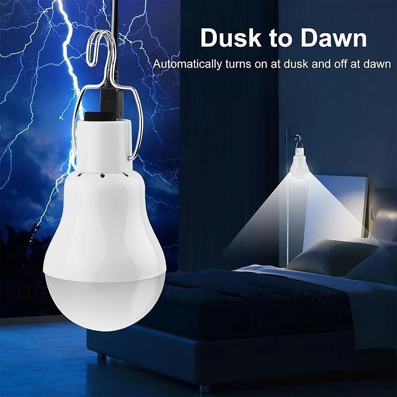 Rechargeable Solar Light Bulbs Chicken Coop Light with Timer LED Solar Lights for Indoor Home, Chicken Coop, Outdoor Camping Lamps for Tent,  Shed Night, Emergency Power Outage and Outside