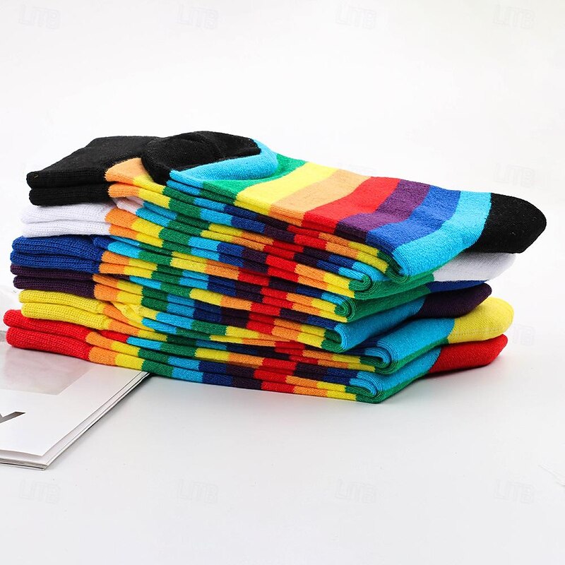Rainbow Halloween Socks / Long Stockings LGBT LGBTQ Gay Lesbian Adults' Women's Masquerade Pride Parade Pride Month Easy Halloween Costumes Dress Up4