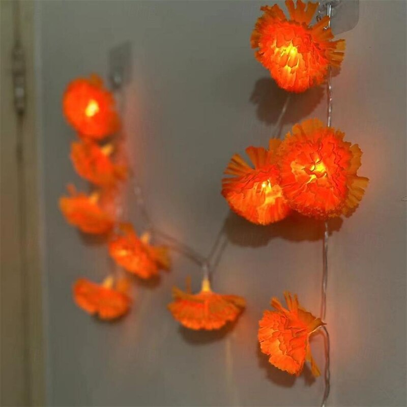 Elegant Wedding Reception Party 10LED Marigold Garland String Lights Battery Operated 1.5M/3M for Day of the Dead Home Decor3