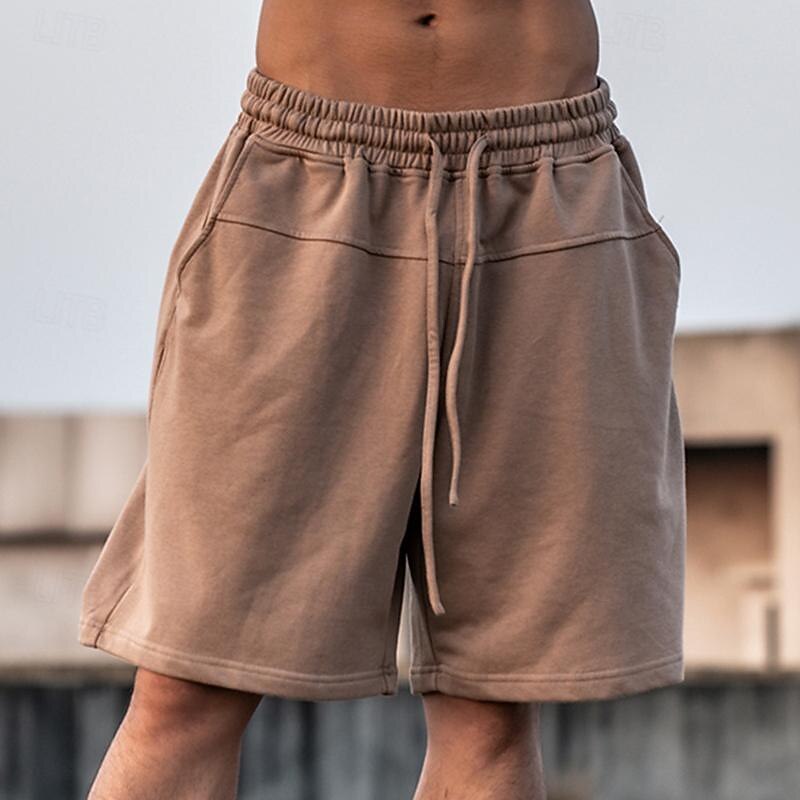 Men's Sweat Shorts Shorts Bermuda shorts Drawstring Elastic Waist Plain Comfort Sports Knee Length Outdoor Daily Fashion Streetwear Black Khaki Micro-elastic2