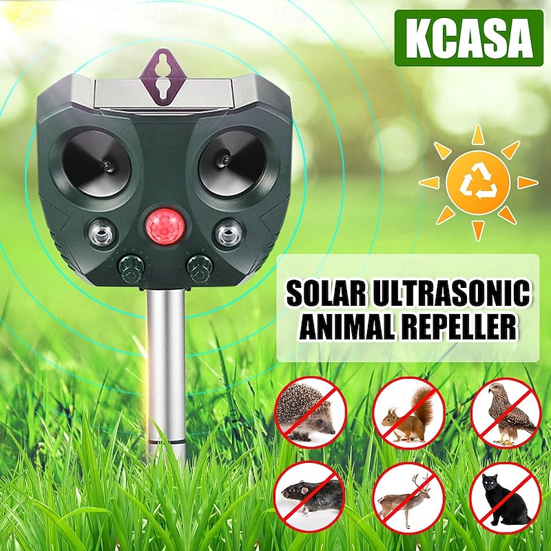 Solar Powered Ultrasonic Animal and Bird Repeller Waterproof Animal Deterrent LED Light Alarm for Orchard/Greenhouse/Vegetable Garden2
