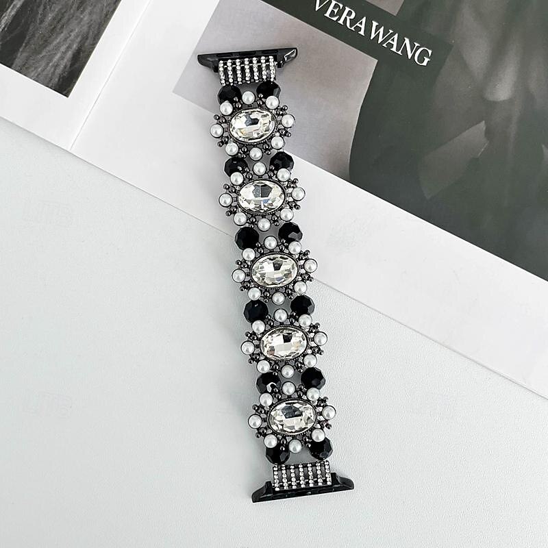 Jewelry Bracelet Compatible with Apple Watch band 38mm 40mm 41mm 42mm 44mm 45mm 49mm Bling Diamond Beaded Adjustable Alloy Beads Strap Replacement Wristband for iwatch Ultra 2 Series 9 8 7 SE 6 5 4 34