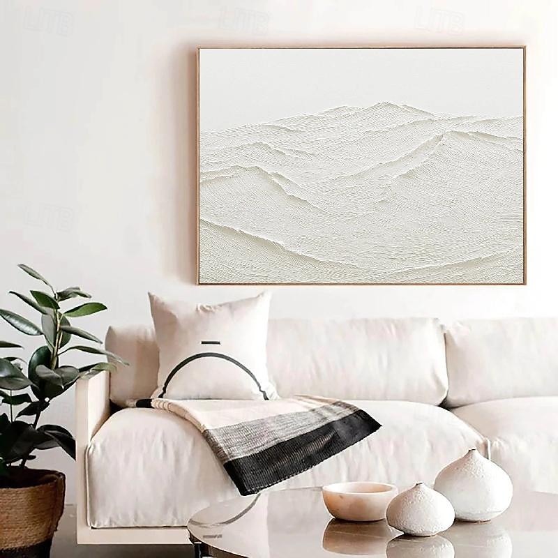 White Abstract snow mountain Painting on Canvas Hand painted 3D Textured mountain Wall Art White Modern Canvas Art painting for  Living Room Decor  Home Decor Hotel Art Piece3