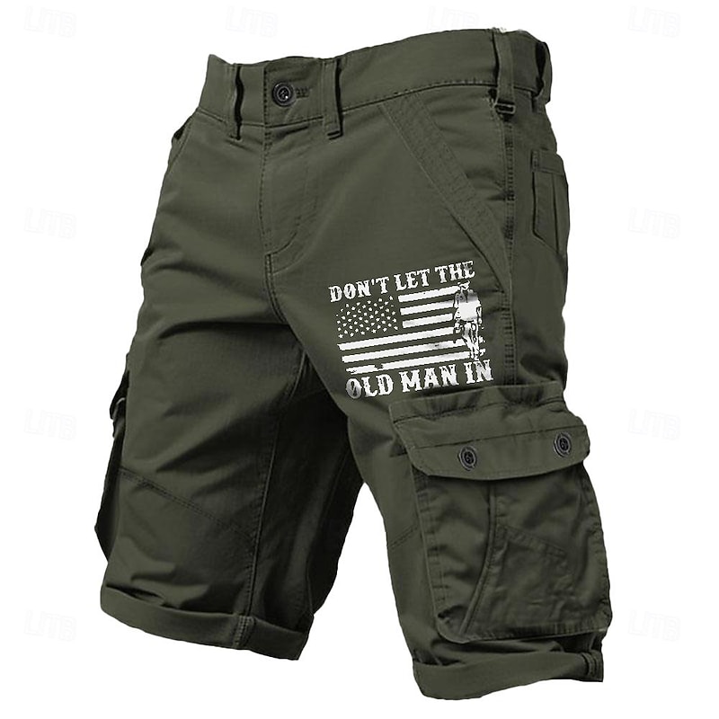 Men's Cargo Shorts Multiple Pockets Old Man Letter Printed Outdoor Short Sports Classic Micro-elastic Shorts4