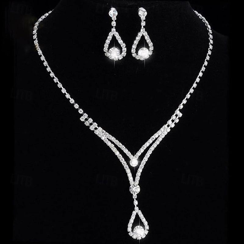 Bridal Jewelry Sets One-piece Suit Alloy Earrings Necklace Women's Luxury Cute Joy Geometric Jewelry Set For Party4