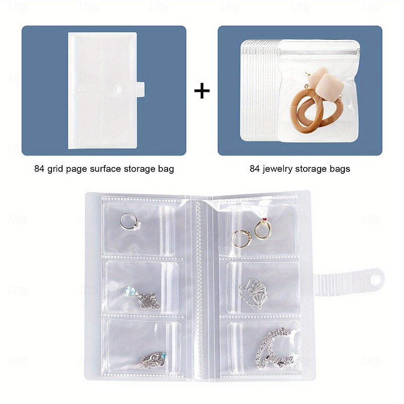 84 Grids/1 Set or 160 Grids with Small Pouches Jewelry Storage Box: Earrings, Anti-oxidation Rings, Bracelets, Transparent Dust-proof Storage Bags for Necklaces, Accessories, Sealed Bags for Jewelry Preservation2