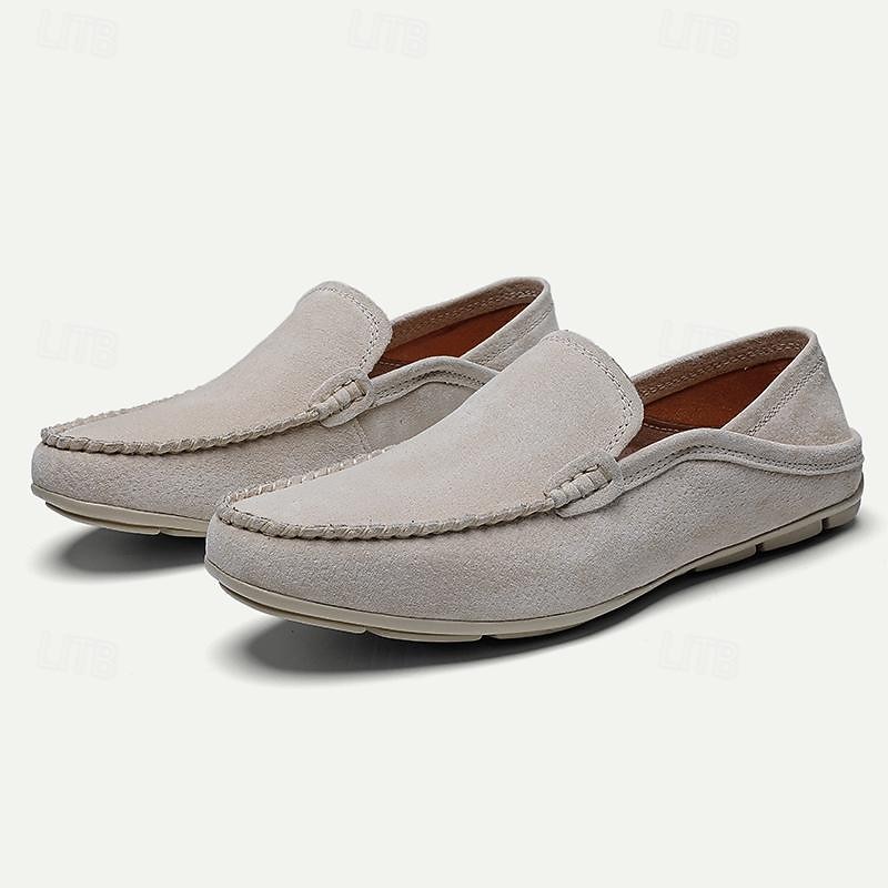 Men's Beige Suede Loafers – Lightweight Casual Slip-On Shoes with Soft Sole for Everyday Comfort2