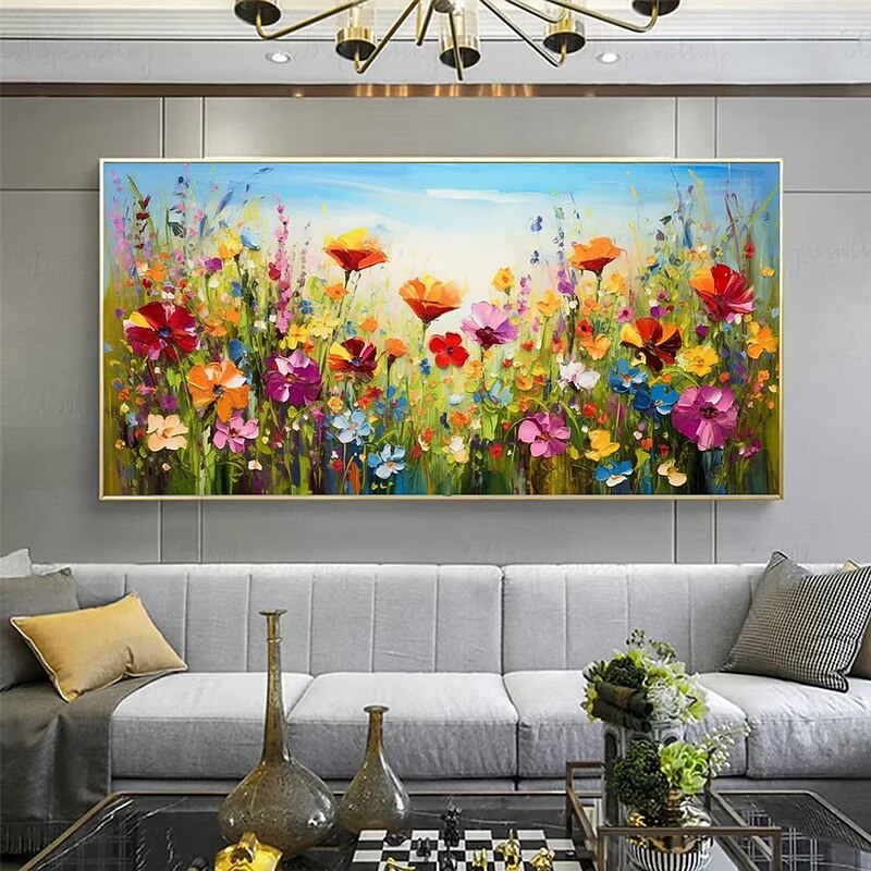 Mintura Handmade Abstract Texture Flower Oil Paintings On Canvas Wall Art Decoration Modern Picture For Home Decor Rolled Frameless Unstretched Painting4
