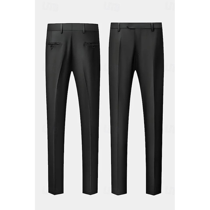 Men's Wedding Suits Shawl Lapel Shawl Collar Black White Formal Solid Colored Tailored Fit 2 Piece Double Breasted Six-buttons3