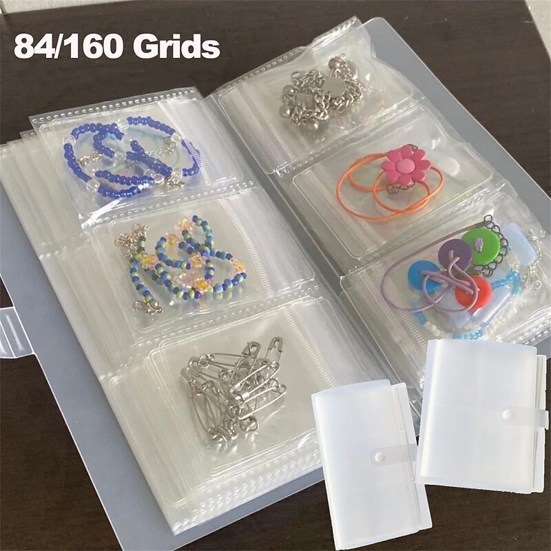 84 Grids/1 Set or 160 Grids with Small Pouches Jewelry Storage Box: Earrings, Anti-oxidation Rings, Bracelets, Transparent Dust-proof Storage Bags for Necklaces, Accessories, Sealed Bags for Jewelry Preservation