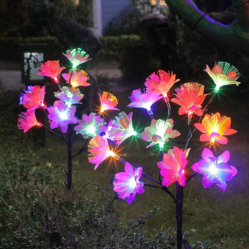 LED Simulation Flower Solar 8 Modes Lawn Light Camellia Flower Light Outdoor Waterproof Garden Light Villa Park Yard Lawn Walkway Landscape Decoration 1/2Pcs4