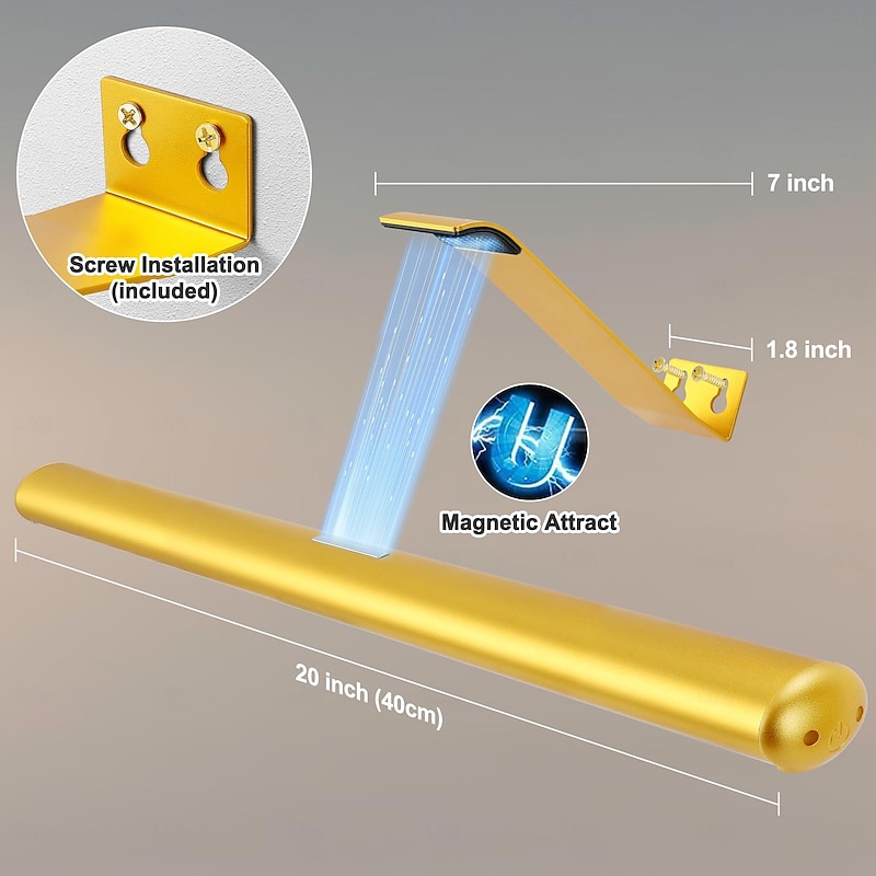 Rechargeable Picture Light with Remote, Dimmable Wireless Battery Painting Light, Art Light Display Lamp with Dimmable Timer, Picture Light for Picture Gallery Dart 30/40cm4