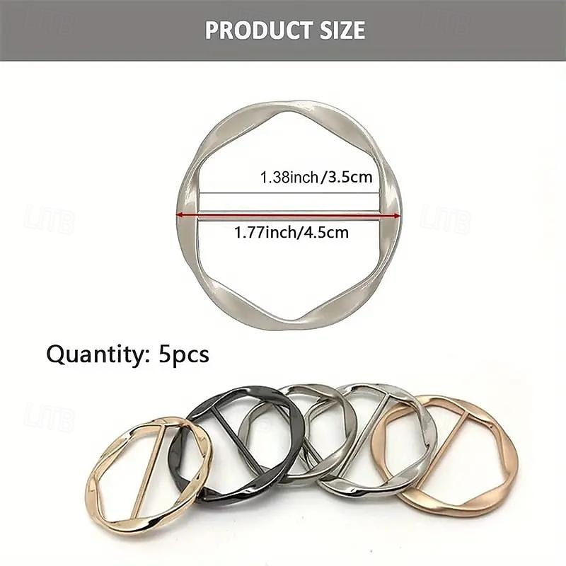 5pcs Silk Scarf Ring Clip T-shirt Tie Clips For Women Fashion Metal Round Circle Clip Buckle Clothing Ring Wrap Holder4