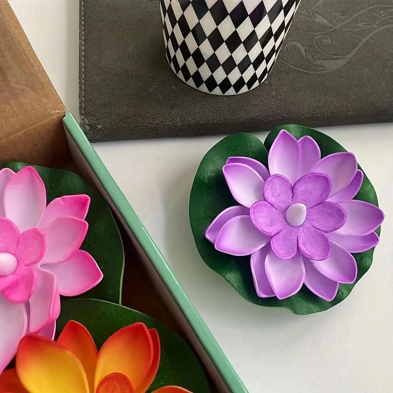 6pcs LED Floating Water Induction Lotus Flower Lotus Lamp, Seven-color Waterproof Small Night Light, Swimming Pool Water Pool Decoration, Wishing River Lamp4