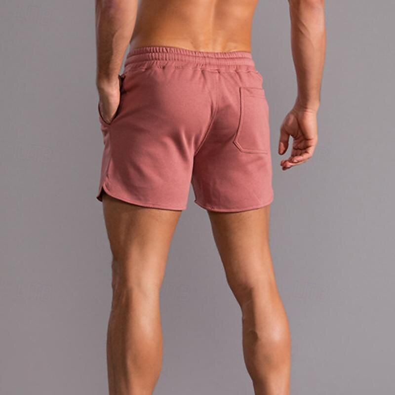 Men's Sweat Shorts Shorts Summer Shorts Embroidered Drawstring Elastic Waist Solid Color Comfort Breathable Short Outdoor Daily Fashion Casual / Sporty White Pink Micro-elastic