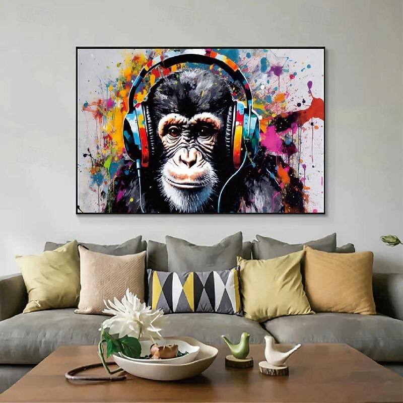 Monkey Oil Painting hand painted Textured pop art painting Canvas Art Monkey Animal Art Hanmade Painting Modern animal painting for Living Room Wall Decor3