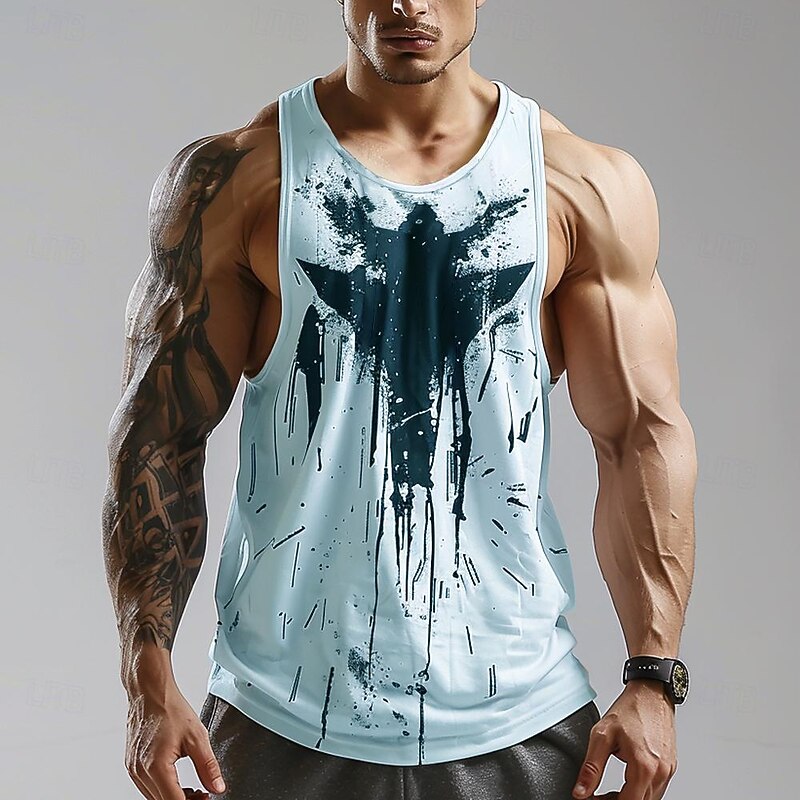 Men's Abstract Tank Top Vest Top Undershirt Sleeveless T shirt 3D Print Crew Neck Shirt Fashion Designer Going out Gym White Pink Blue Summer Spring Clothing Apparel S M L XL XXL XXXL4