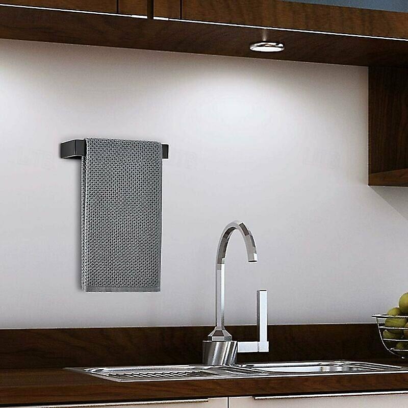 Towel Bar,Self Adhesive Wall Mounted 304 Stainless Steel Single Bar Matte Black Silvery Bathroom & Kitchen Decoration4