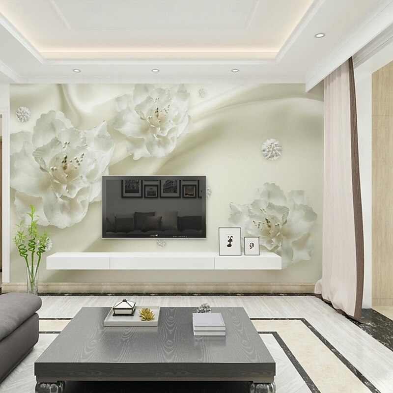 Cool Wallpapers 3D Flowers Wallpaper Wall Mural Roll Wall Covering Sticker Peel and Stick Removable PVC/Vinyl Material Self Adhesive/Adhesive Required Wall Decor for Living Room Kitchen Bathroom4