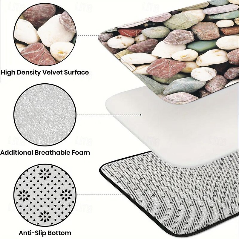 Cobble Stone Area Rug Kitchen Mat Non-Slip Oil Proof Floor Mat Livingroom Rug Indoor Outdoor Mat Bedroom Decor Bathroom Mat Entrance Rug Door Mat3