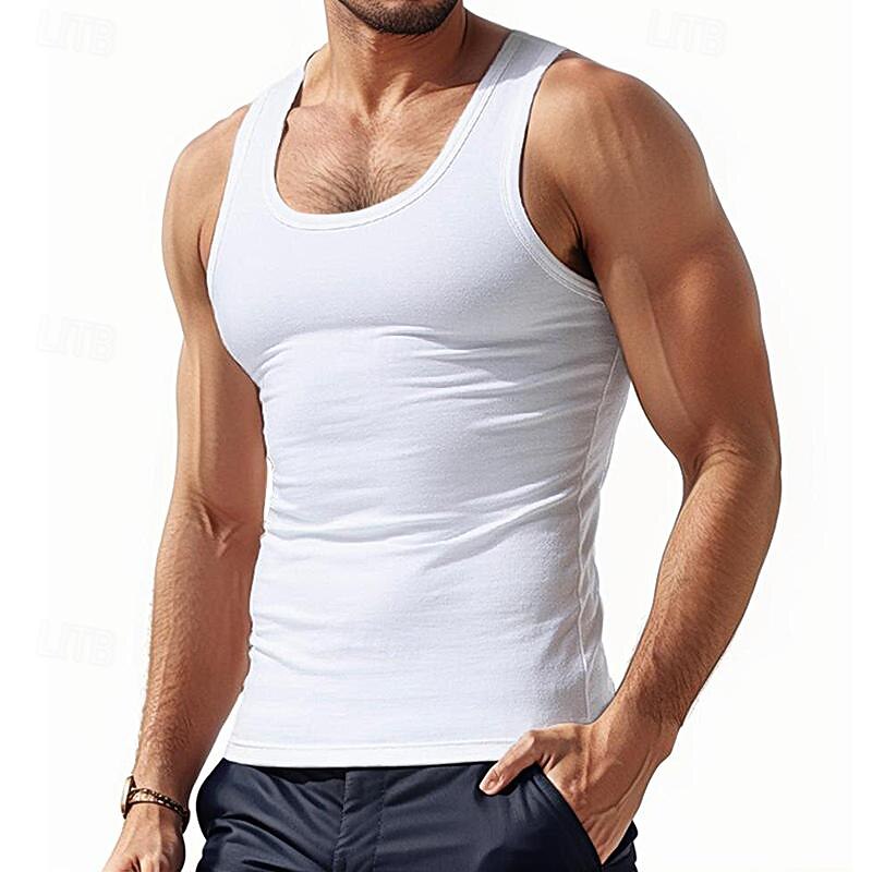 Men's Tank Top Vest Top Undershirt Sleeveless Shirt Sleeveless U Neck Spring & Summer Plain Fashion Designer Basic Vacation Street Going out Black White Red Top Tee for Men2