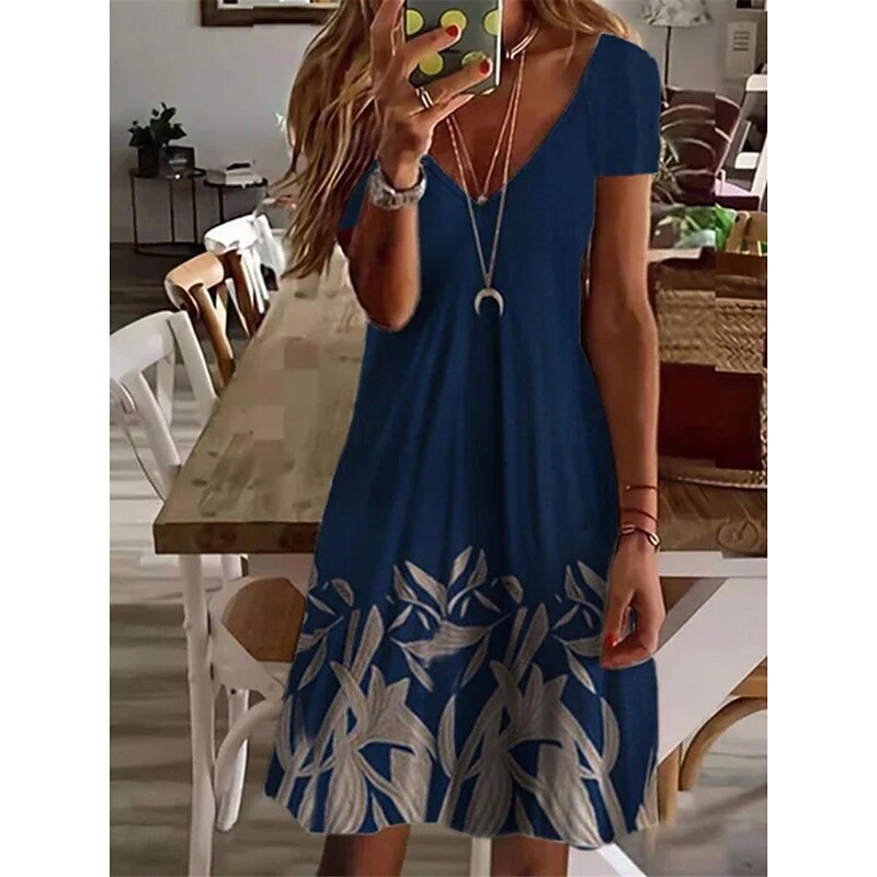 Women's Casual Dress Summer Dress Stylish Vacation Daily Date Regular Fit Ombre Marble Short Sleeve V Neck Light Yellow Pink Royal Blue Sky Blue Summer2