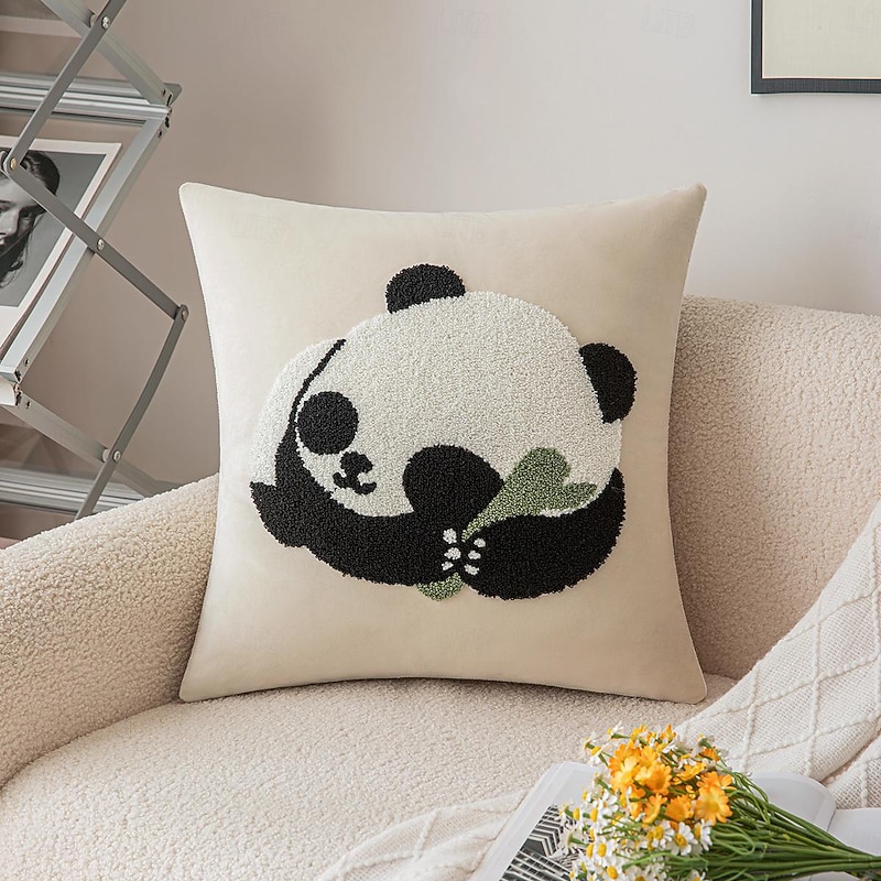 Panda Pattern Embroidered Throw Pillow Covers for Bedroom Livingroom Sofa Couch Chair3