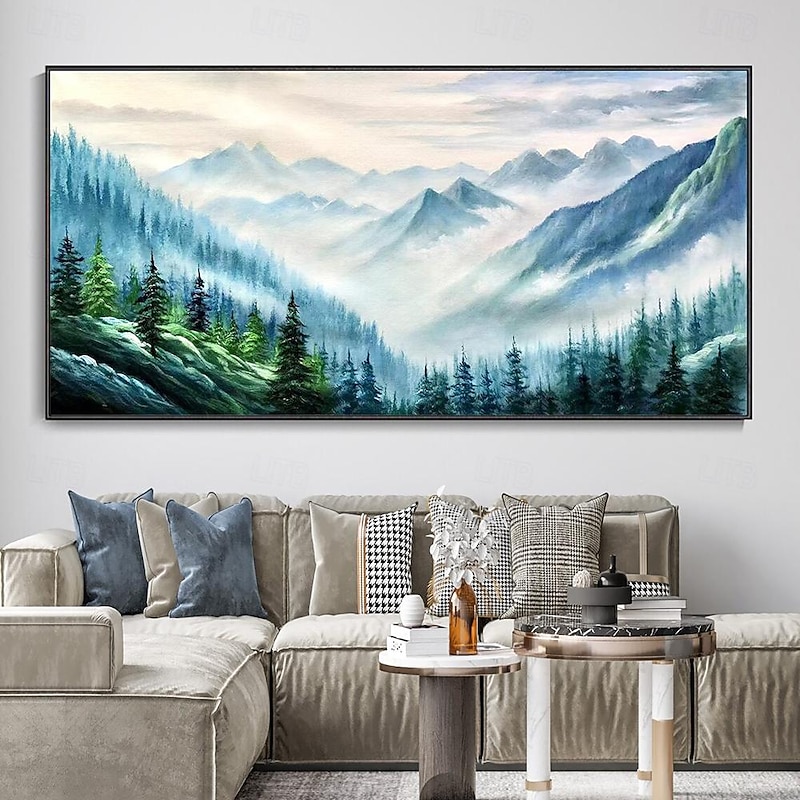 Mintura Handmade Alpine Scenery Oil Paintings On Canvas Large Wall Art Decoration Modern Abstract Tree Landscape Picture For Home Decor Rolled Frameless Unstretched Painting4