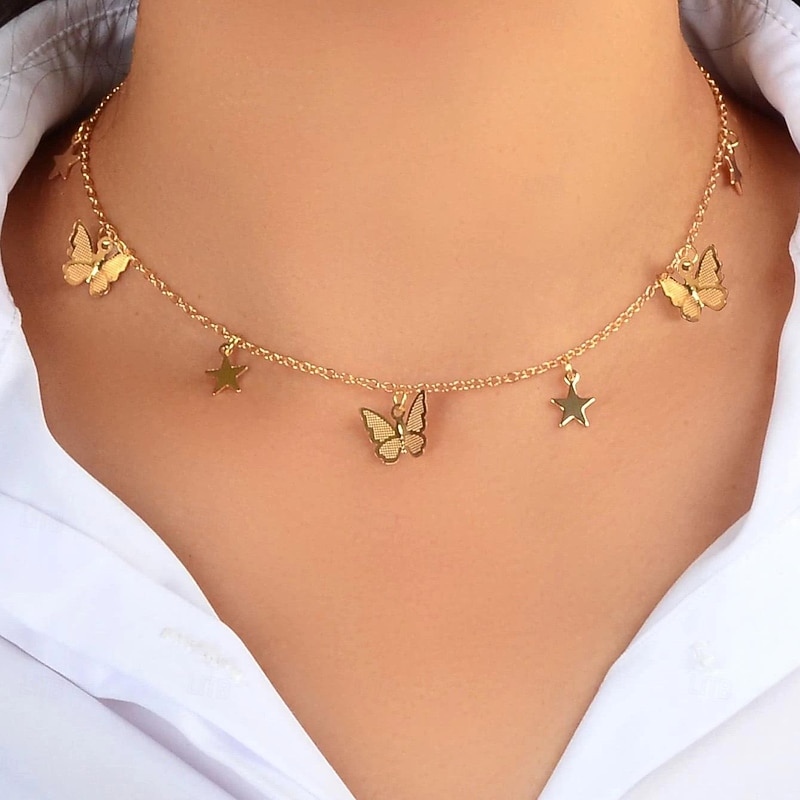 Necklace For Women's Wedding Party Evening Gift Alloy Fancy Butterfly