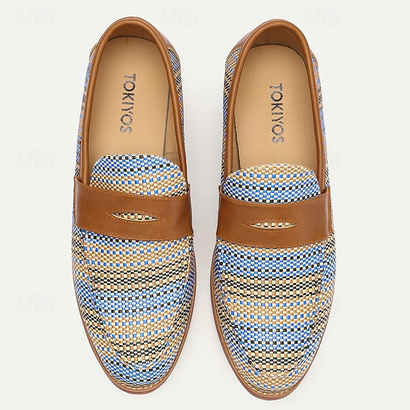 Men's Nylon Woven and Leather Penny Loafers – Casual and Stylish Shoes for Formal and Everyday Wear4