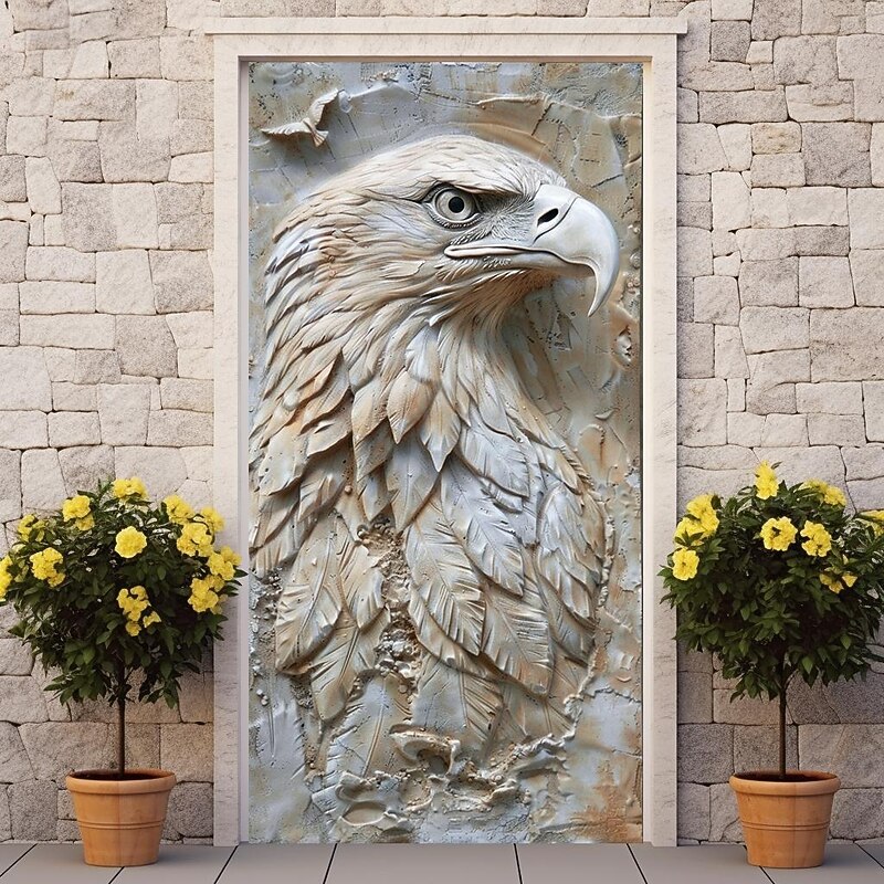 Relief Deer Door Covers Mural Decor Door Tapestry Door Curtain Decoration Backdrop Door Banner Removable for Front Door Indoor Outdoor Home Room Decoration Farmhouse Decor Supplies4